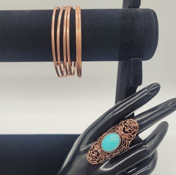 paparazzi Jewelry - Paparazzi Jewelry Collection Ring and Bracelets (Turquoise and Copper)​​​
